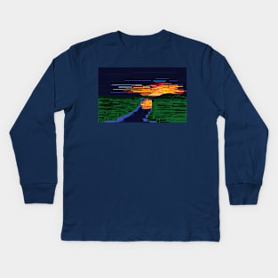 Blocky Sunset Kids Long Sleeve T-Shirt